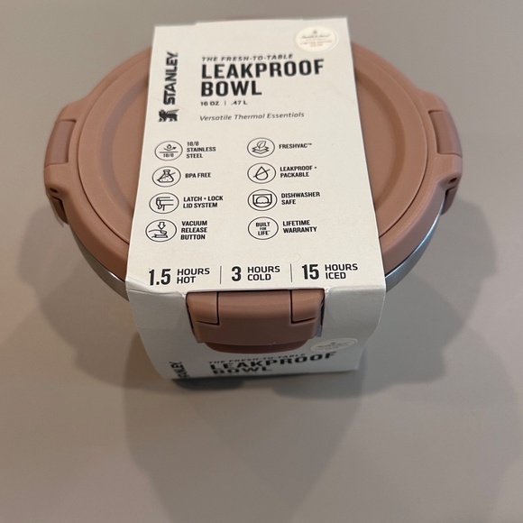 Stanley 16 oz Fresh-to-Table Stainless Steel Leak Proof Bowl Powder Pink Limited - Picture 2 of 4